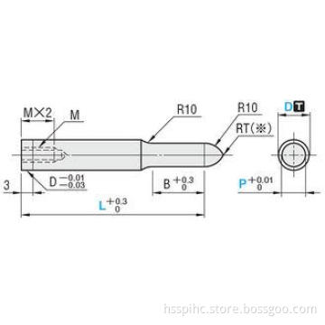 Tip R dayton punches cylindrical head SKD11 / HSS for Punch